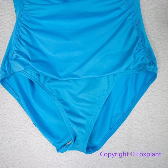 Tommy Bahama Ruched Halter Cobalt Blue One-Piece Swimsuit, women size 10 - Picture 3 of 10